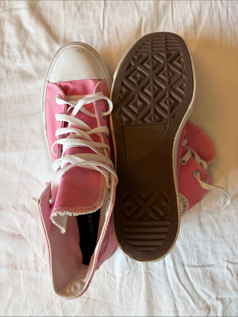 Converse Bubblegum Pink High-Top Canvas Sneakers with White Accents - Picture 3 of 4